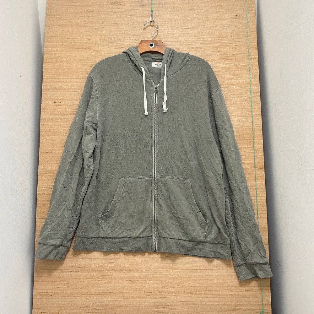 Marine Layer Mens XL Full Zip Hoodie Olive Green Lightweight Sweatshirt 7789